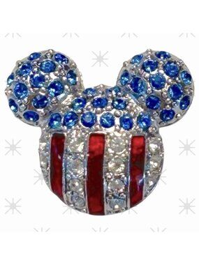 VINTAGE SWAROVSKI CRYSTAL DISNEY Brooch pin Mickey Mouse Icon American flag